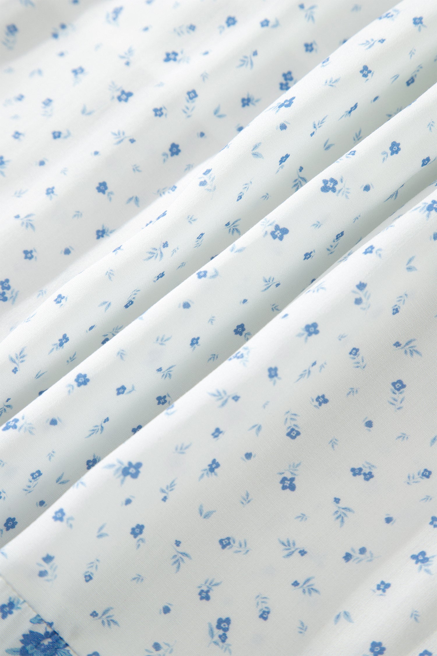 Sky Blue High Waist Tiny Floral Print Boho Maxi Skirt