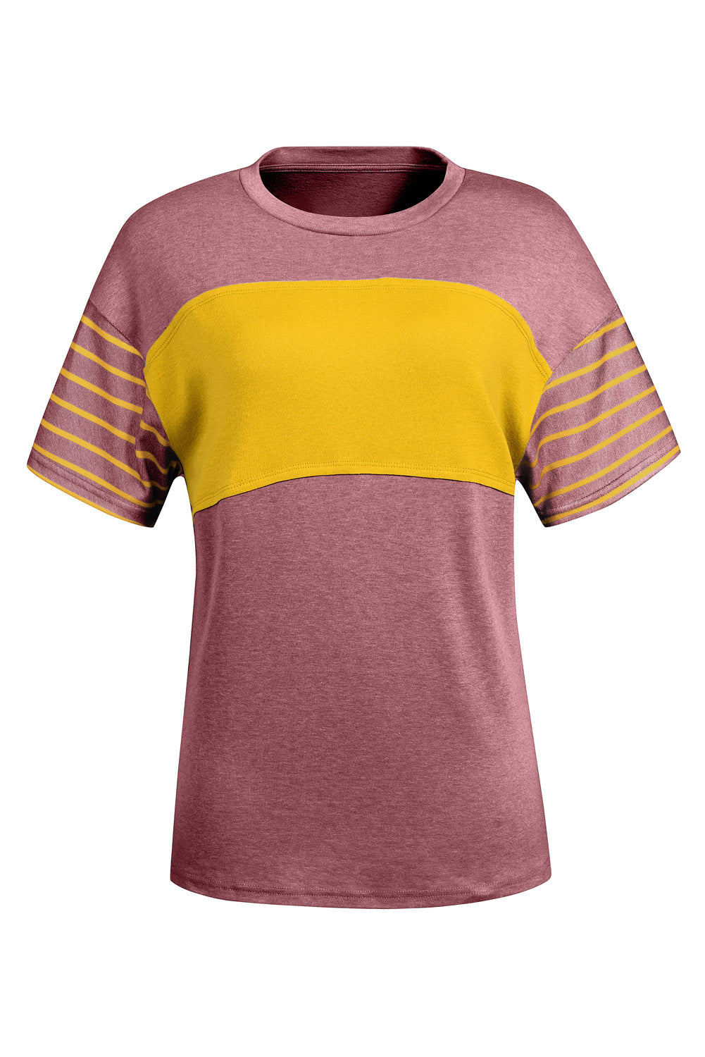 Red Dahlia Color Block Striped Detail Loose T Shirt