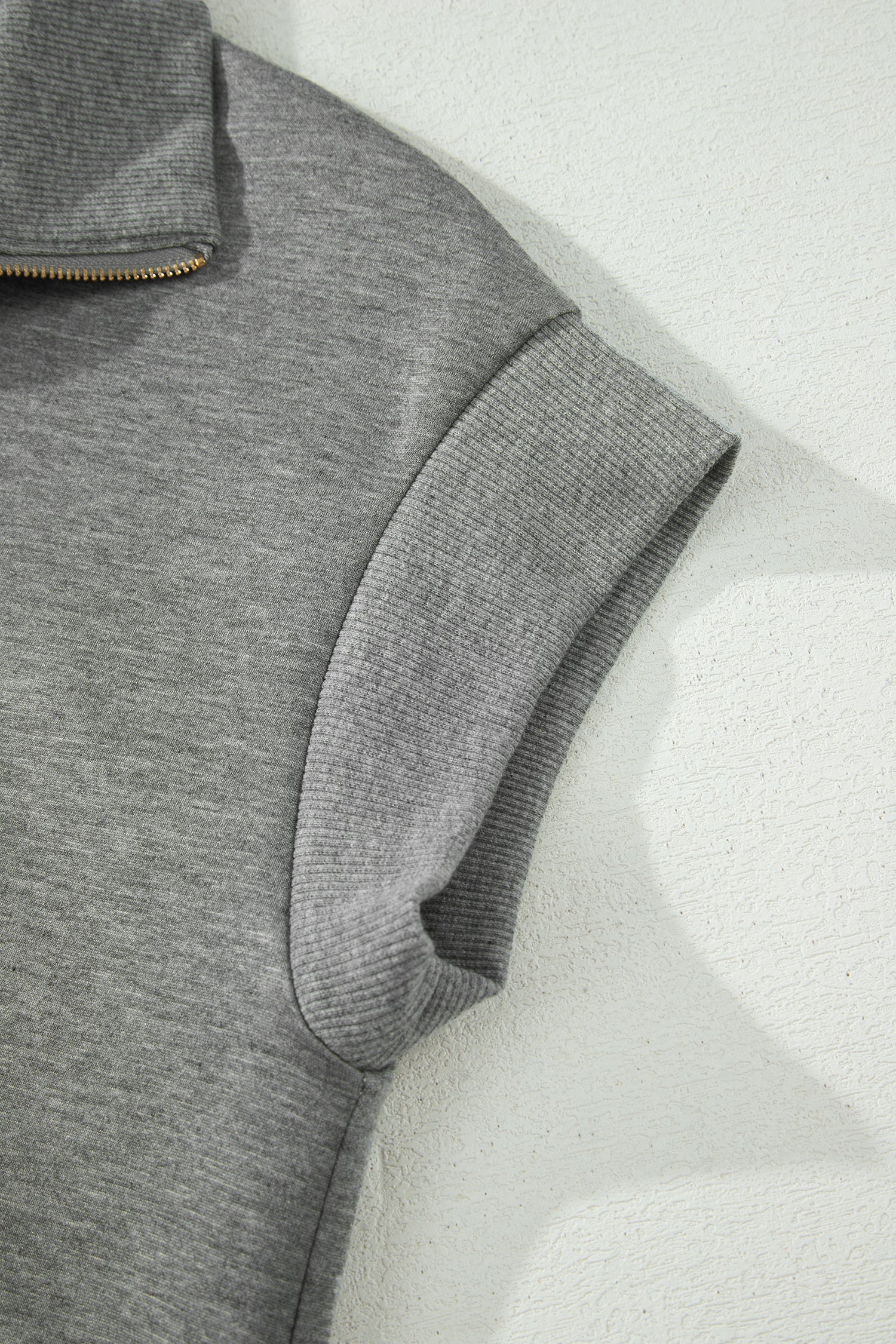 Gray Half Zip Polo Tee Casual Pant Set