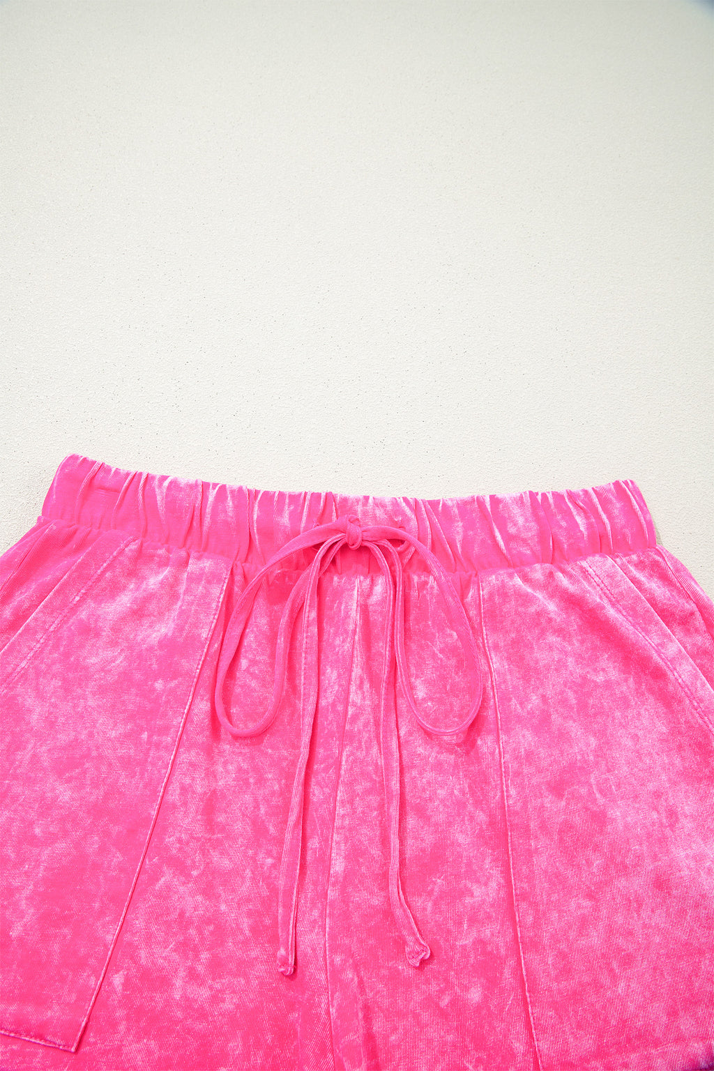 Rose Red Mineral Wash Cotton Short Set
