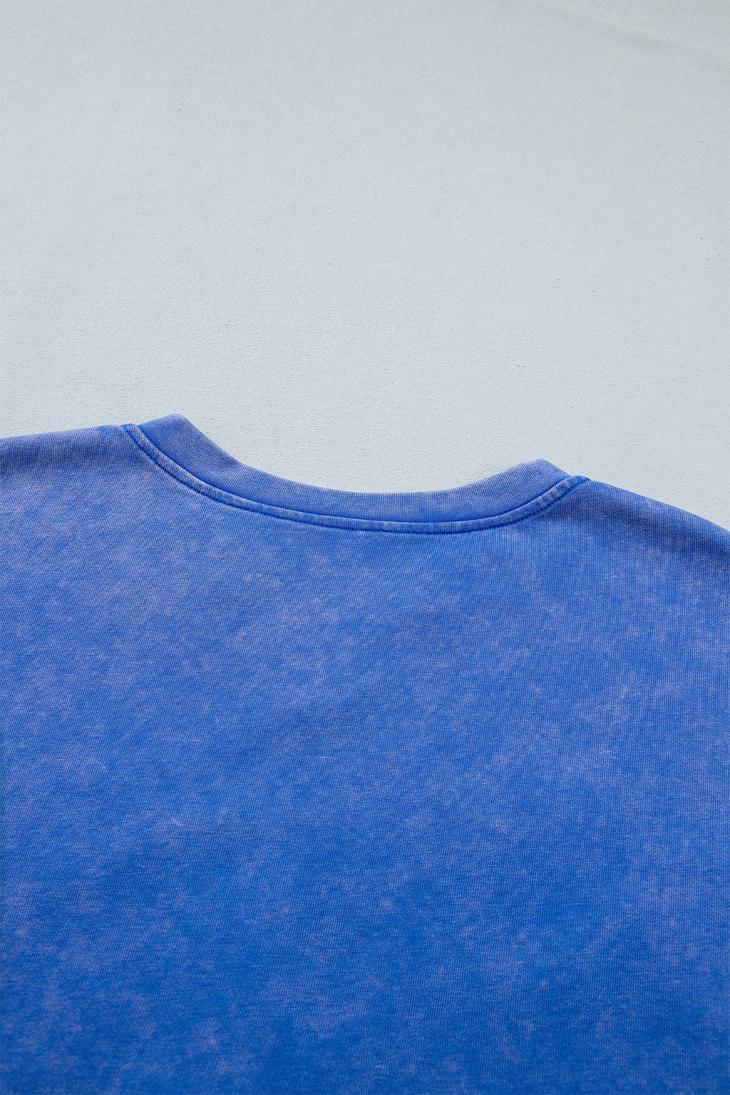 Sky Blue Patriot Star Patched Notched Neck Mineral Washed Tee