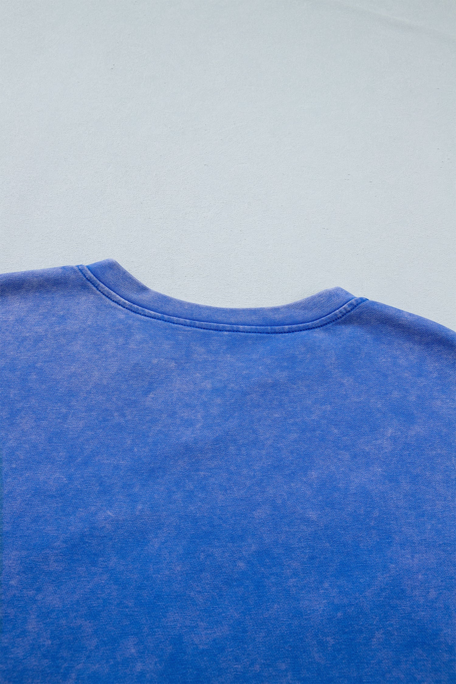 Sky Blue Patriot Star Patched Notched Neck Mineral Washed Tee