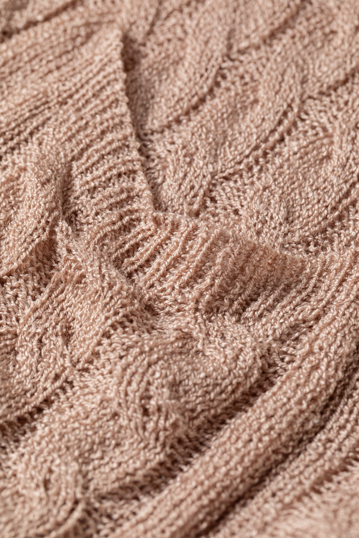 Pink Drop Shoulder Crochet Knit Open Front Cardigan