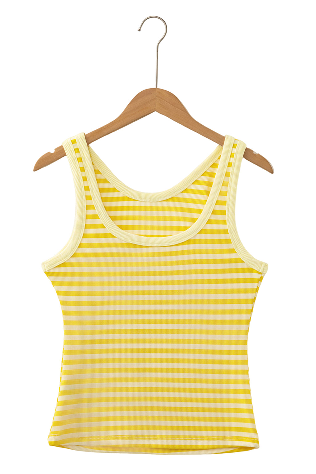 Yellow Stripe Ribbed Knit Slim Tank Top