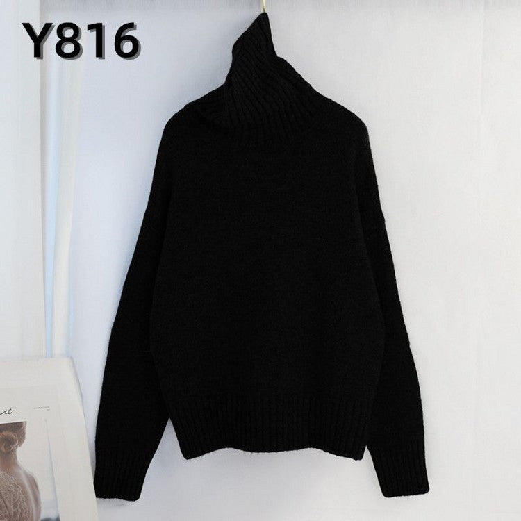 Women Knitted Turtleneck Sweater Pullover Jumper Batwing Top