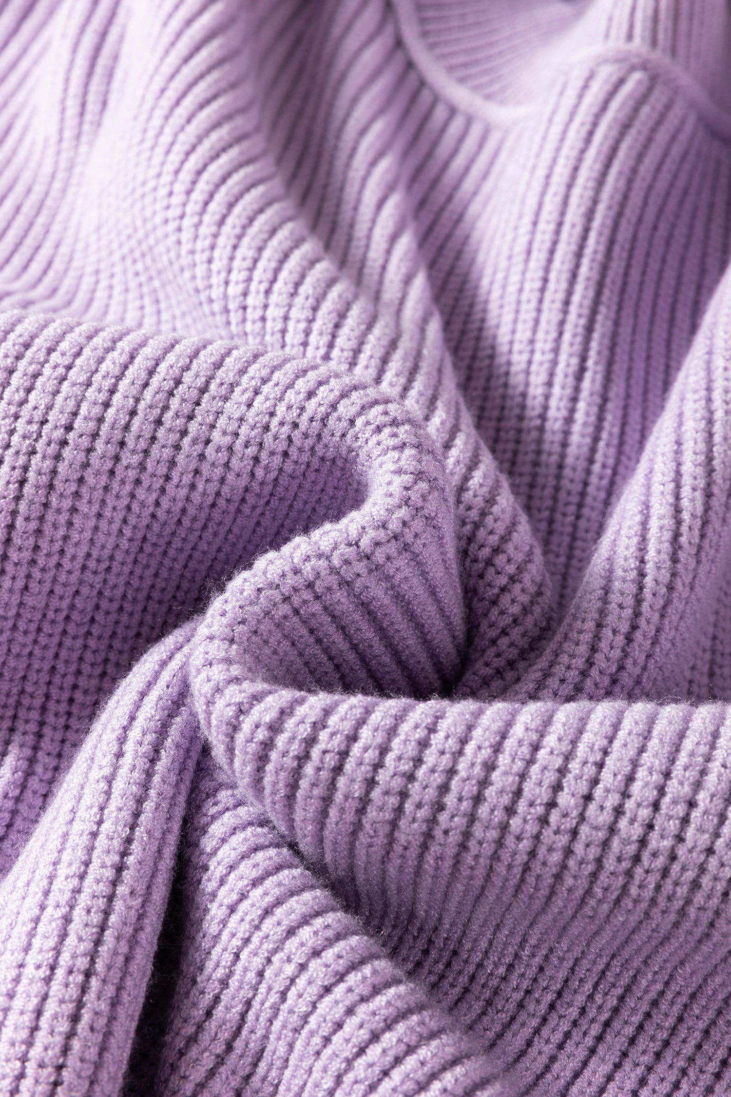 Orchid Bouquet Long Sleeve Ribbed Knit Stand Neck Regular Fit Sweater