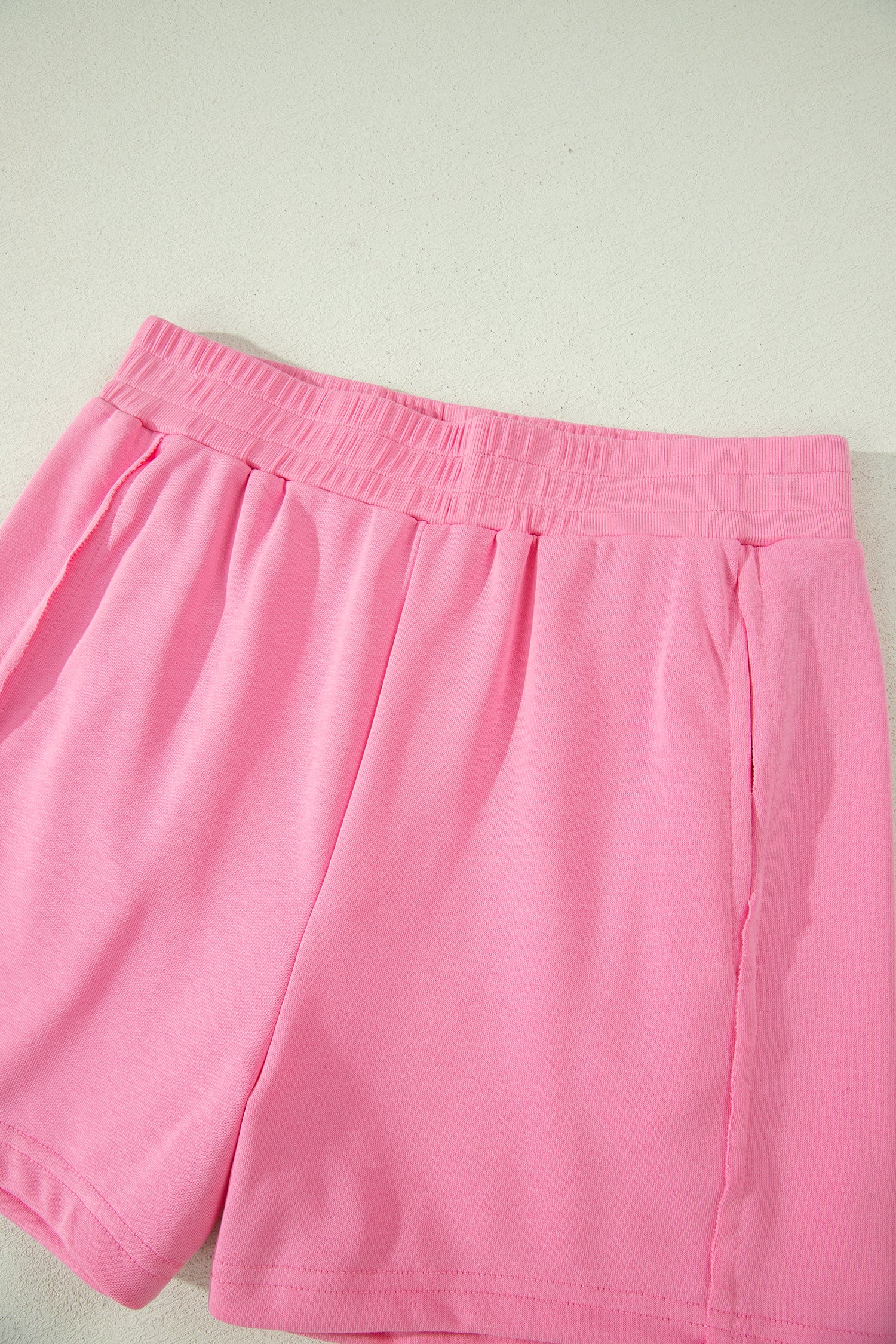 Sachet Pink Slim Tank Top Elastic High Waist Shorts 2pcs Outfit
