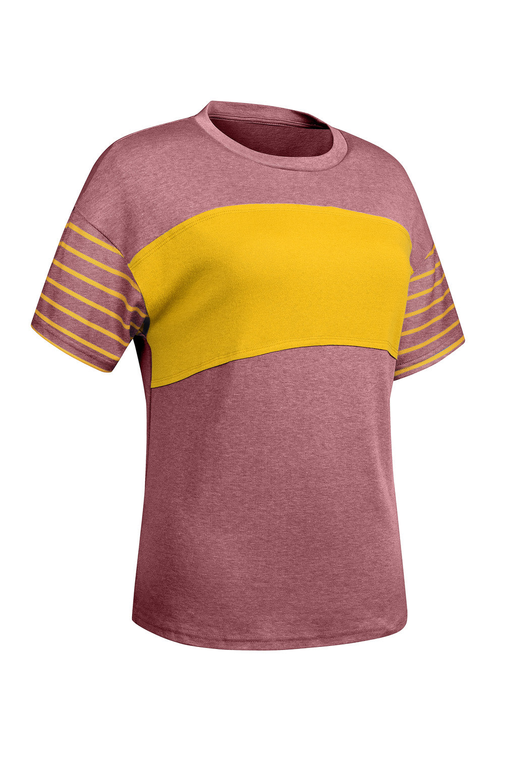 Red Dahlia Color Block Striped Detail Loose T Shirt