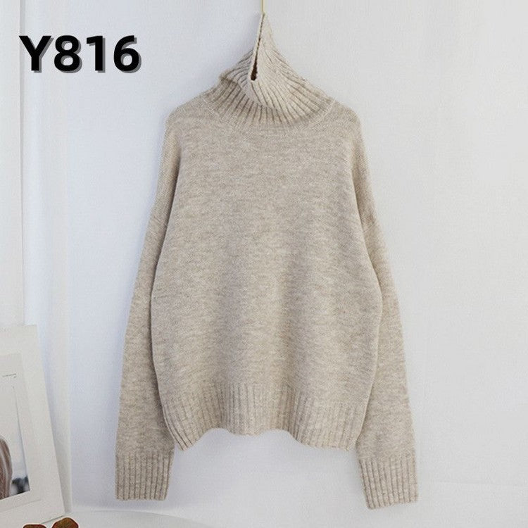 Women Knitted Turtleneck Sweater Pullover Jumper Batwing Top