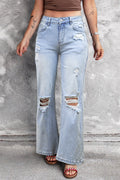 DEAR-LOVER Beau Blue Vintage Light Wash Distressed Flare Jeans