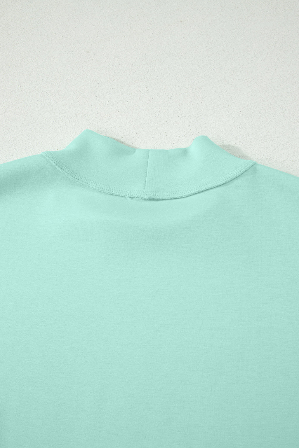 Moonlight Jade Solid Color Exposed Seam Mock Neck Oversize Tee Casual Shorts 2pcs Outfit