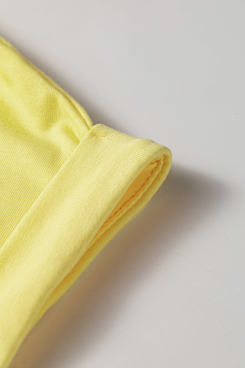 Yellow Cream Solid Short Sleeve Elastic Waist Pocket Casual Two Piece Short Set