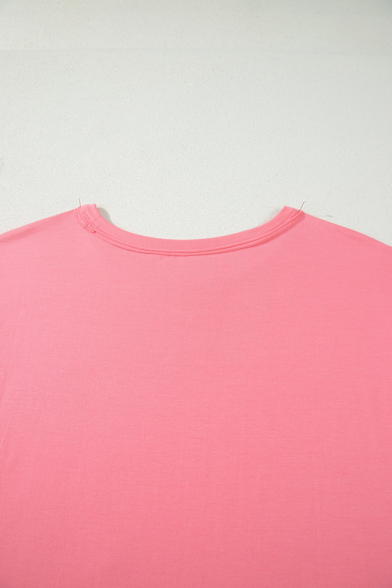 Peach Blossom Solid Color Raw Seam Detail Ruffle Hem Plus Size T Shirt