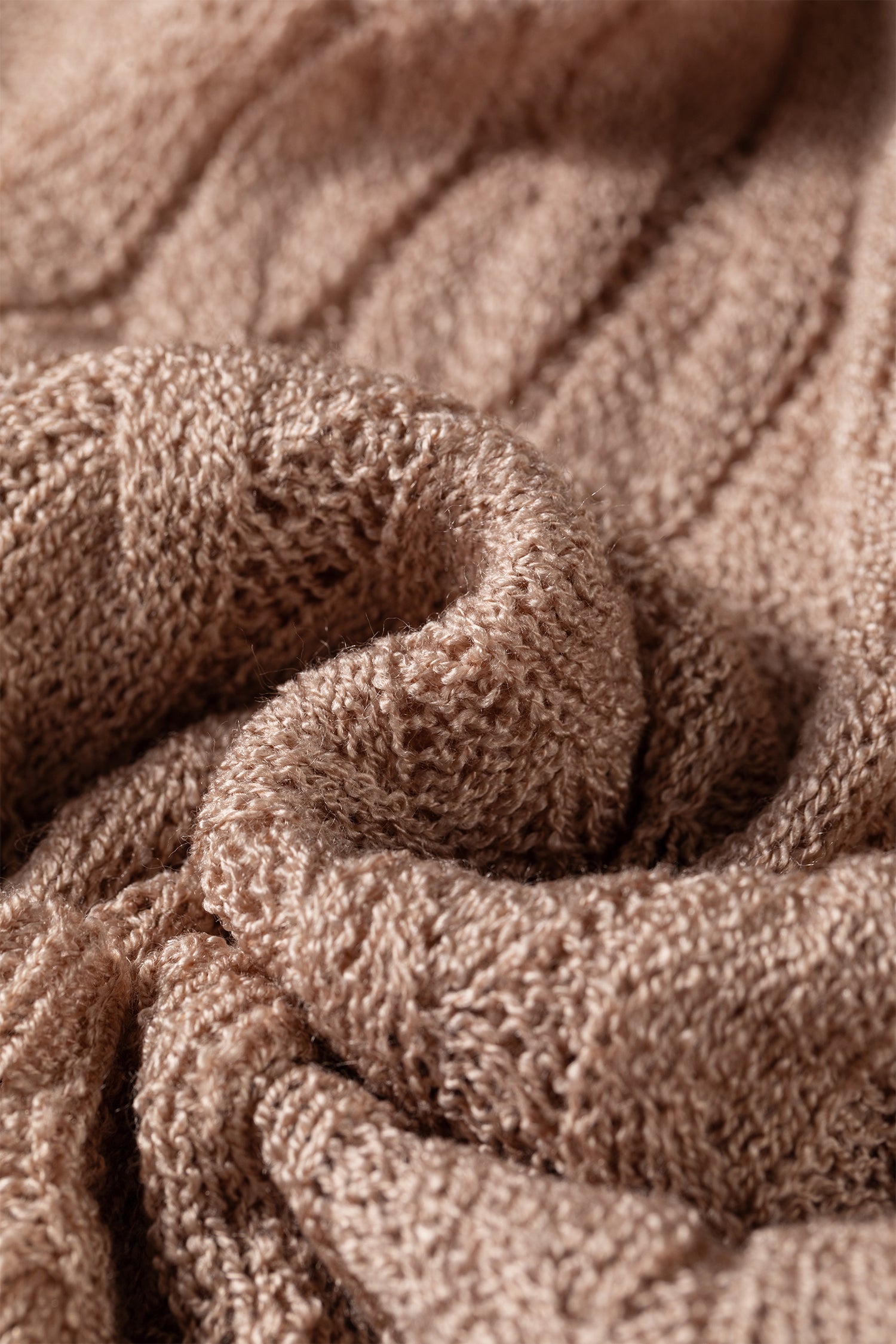 Pink Drop Shoulder Crochet Knit Open Front Cardigan