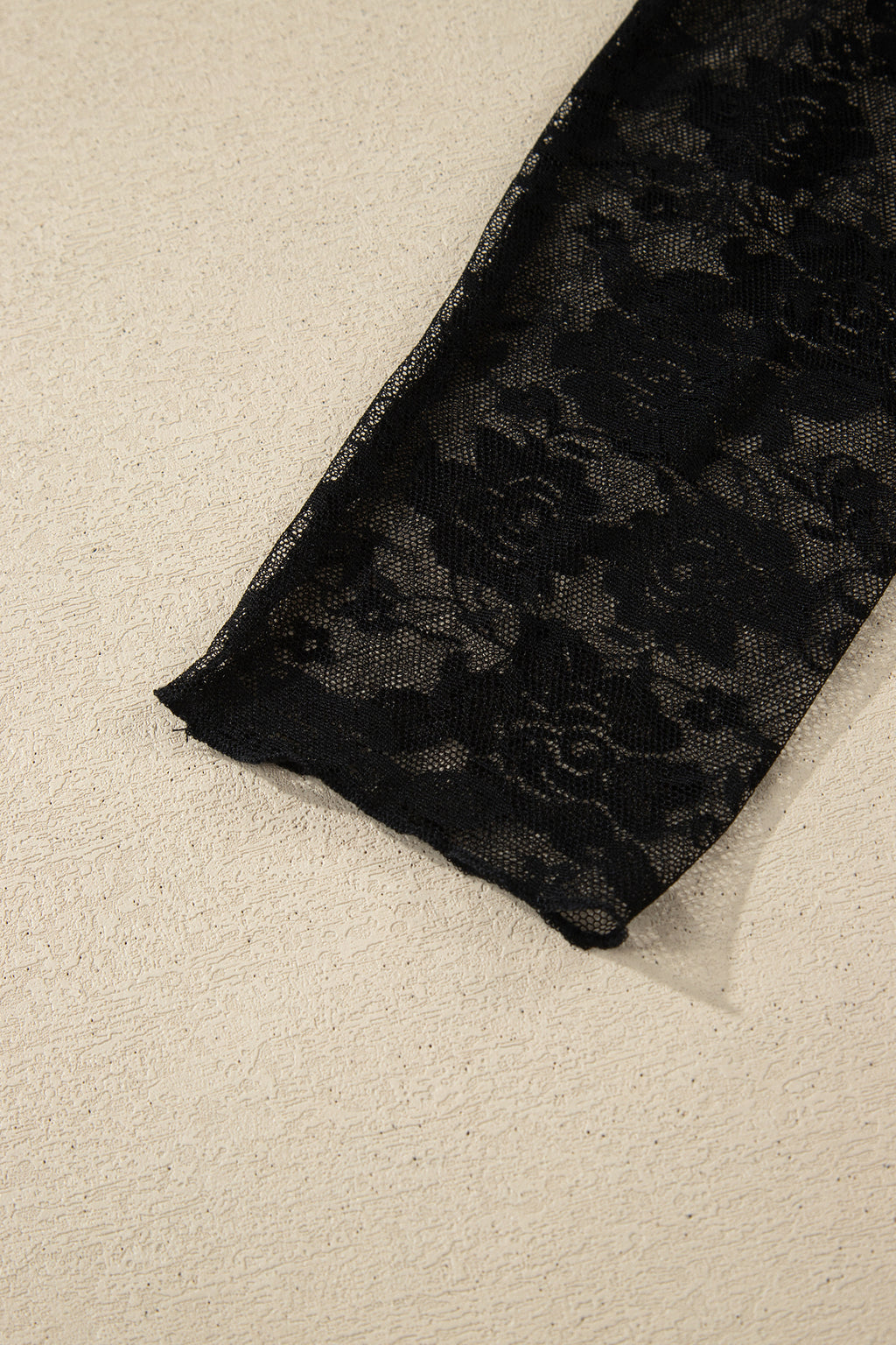 Black Plus Size Floral Mesh Long Sleeve Top