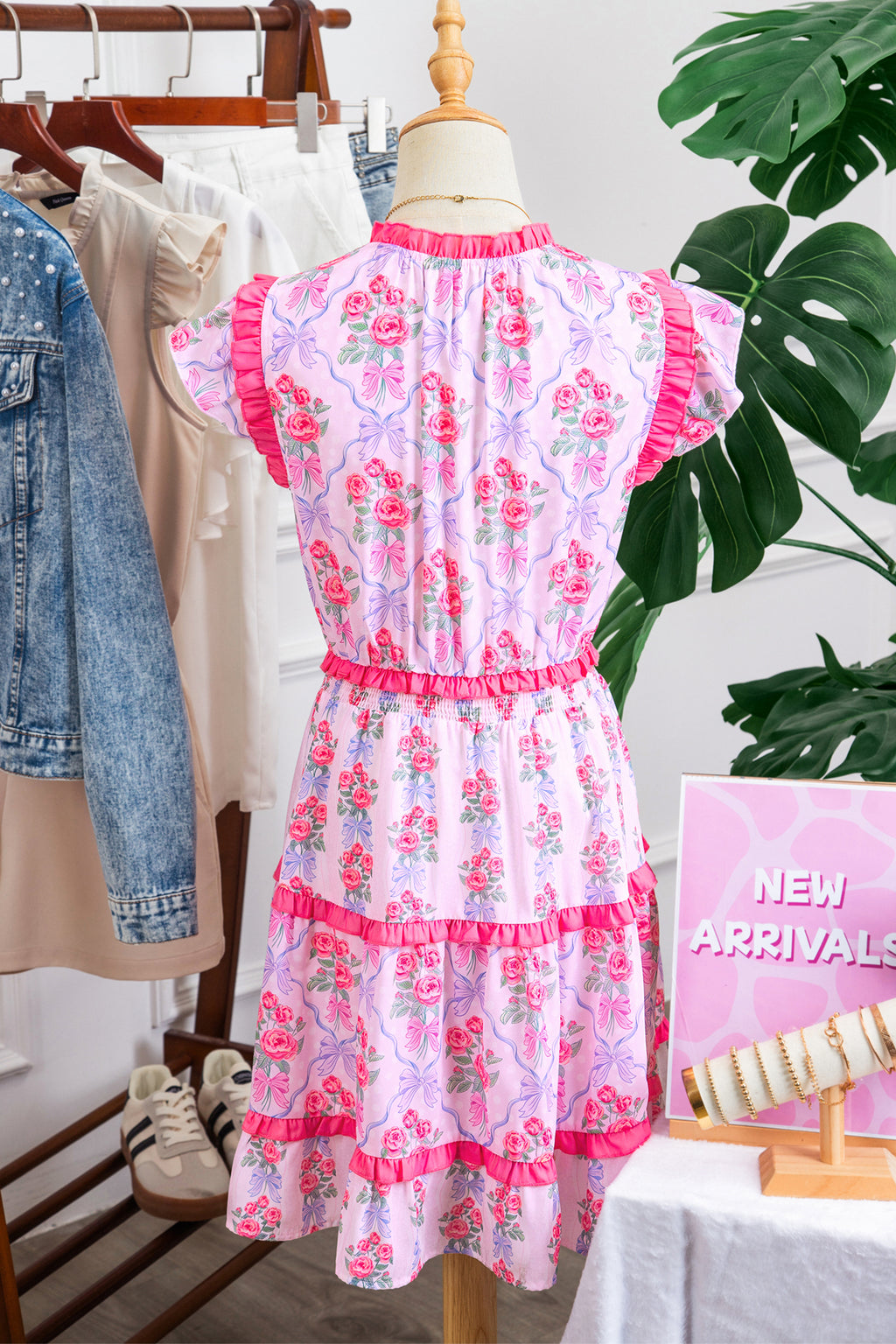 Purple Tiered Ruffles Sleeveless Summer Floral Dress