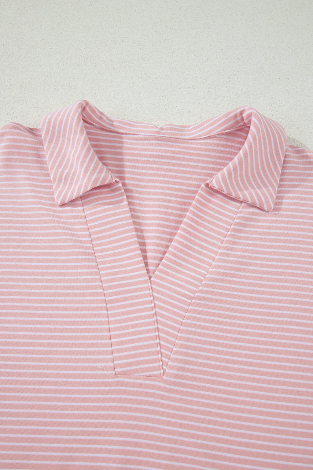 Pink Stripe Dolman Sleeve Polo Shirt and Drawstring Shorts Set