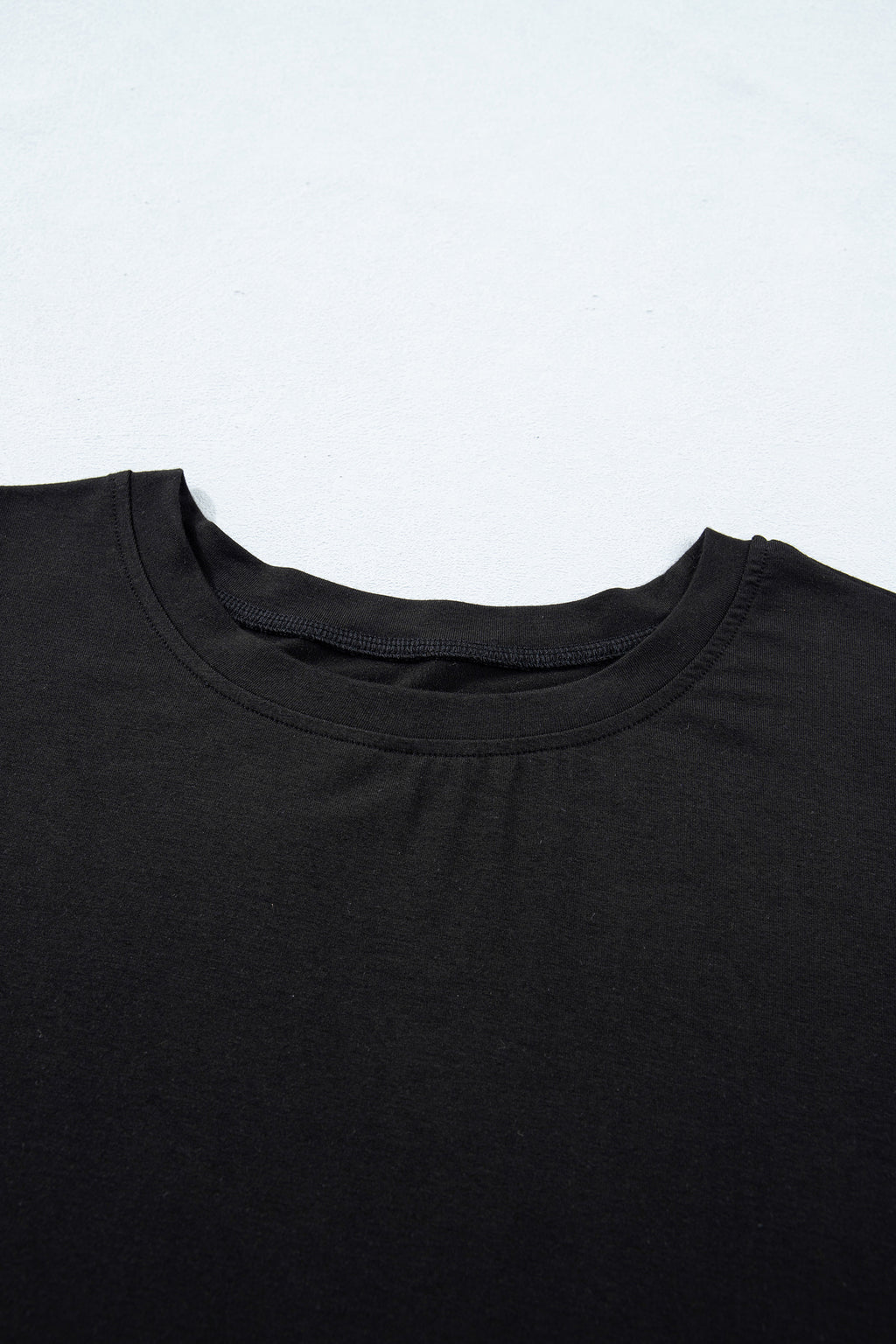 Black Solid Color Oversize Tee Tie Wrap Mini Skort 2pcs Set