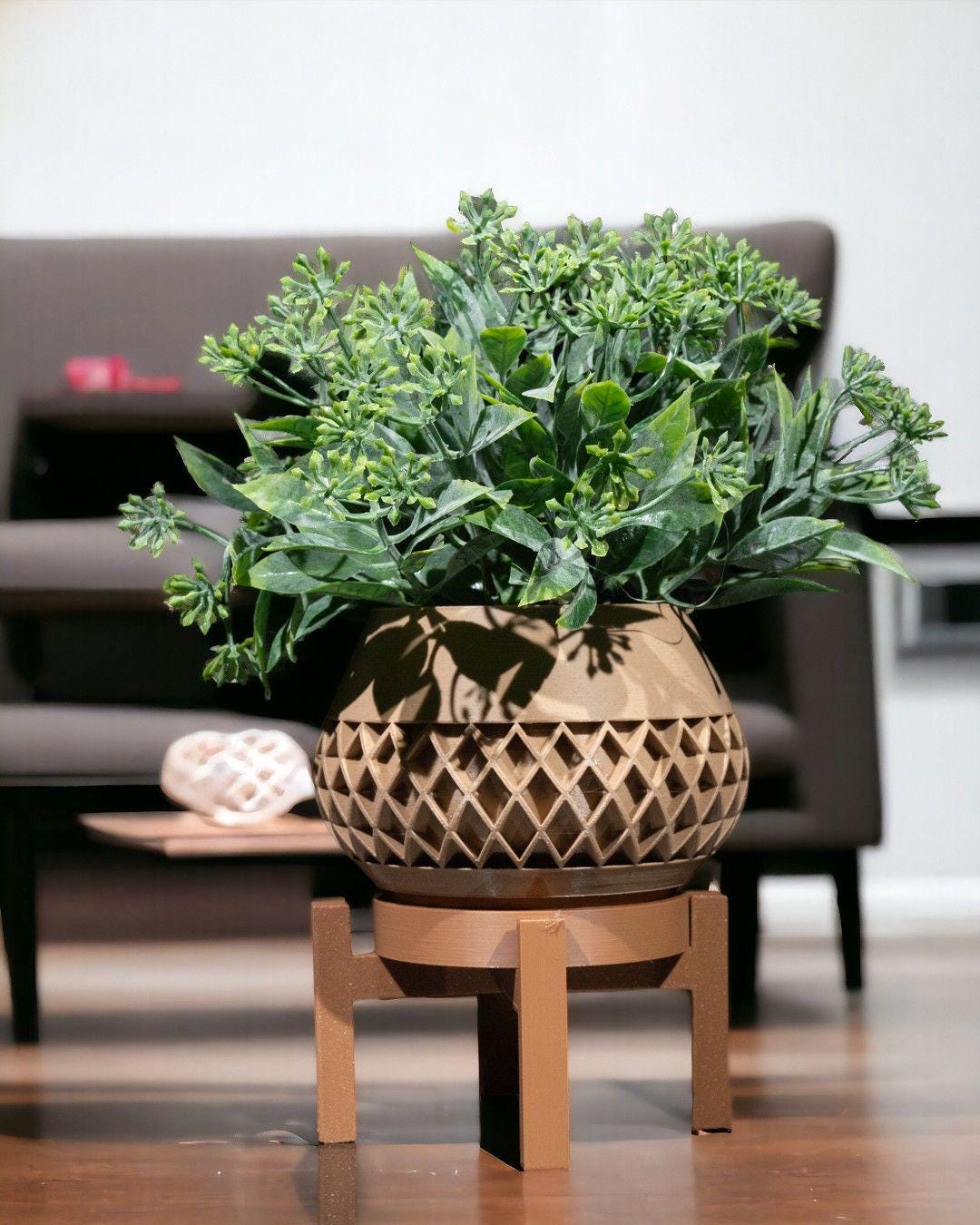 Geometric Elegance Vase with Stand – 3D-Printed Modern Home Decor