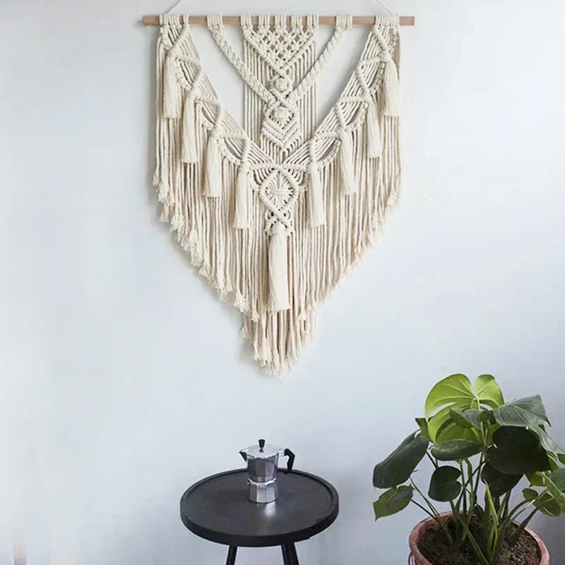 DecorBites™ Macrame Woven Wall Hanging Boho Home Chic Bohemian Geometric Art Decor Beautiful Apartment Dorm Room Decoration Tapestry