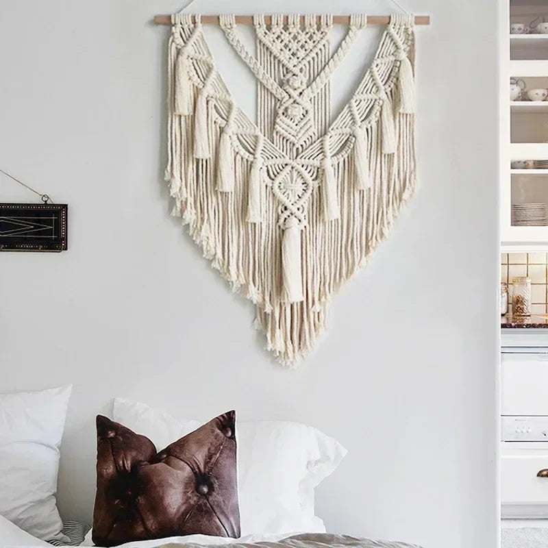 DecorBites™ Macrame Woven Wall Hanging Boho Home Chic Bohemian Geometric Art Decor Beautiful Apartment Dorm Room Decoration Tapestry