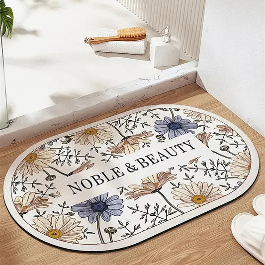 Decorative Non-Slip Floral Bath Mat for Home 15.75"x23.62"