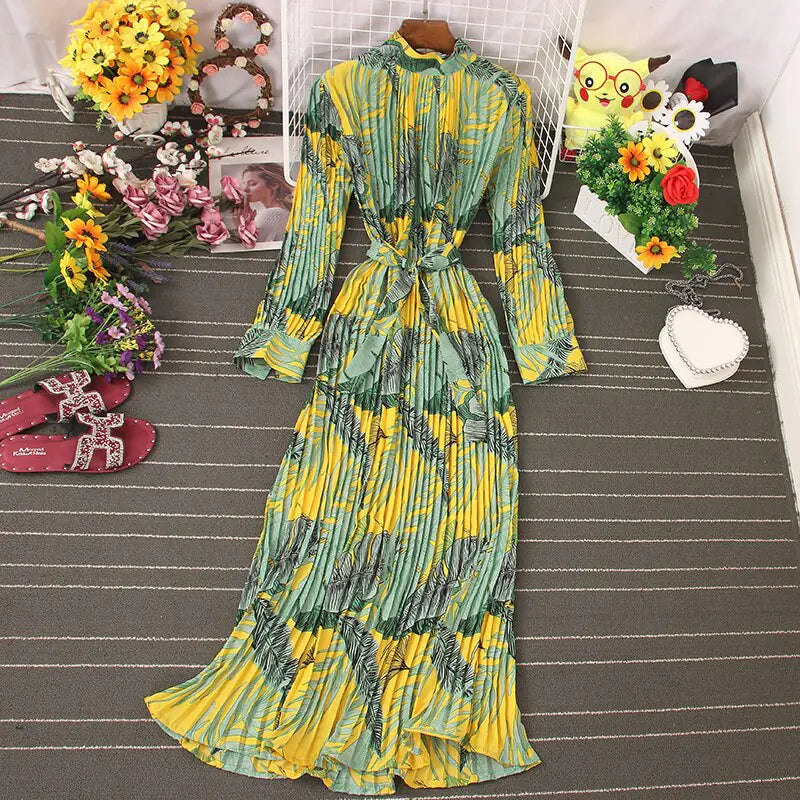 Women's Pleated Boho Dress